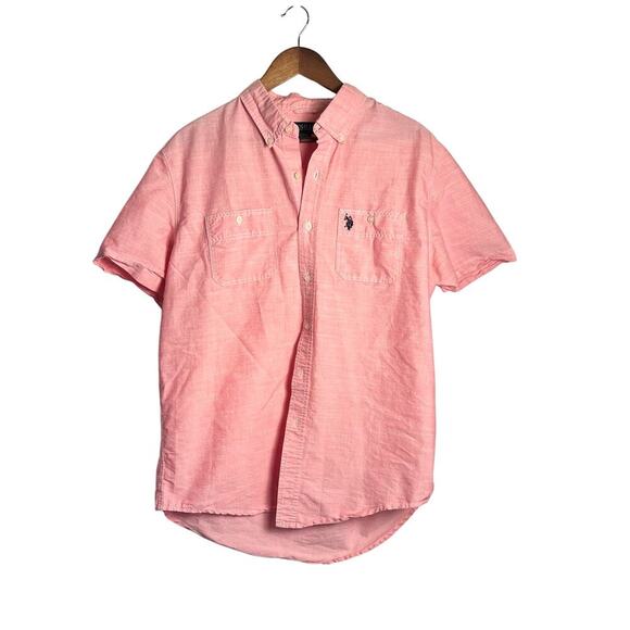 US Polo Assn Button Up Short Sleeve Shirt -Size Large - Picture 1 of 9